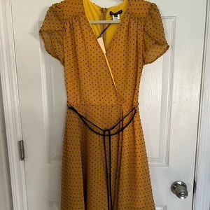Yellow polka dot MIDI dress